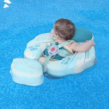 Mambobaby Yüzme Simidi - Green Seashell, Emniyetli, Gölgelikli Ve Ayak Destekli