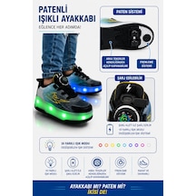 Otomatik Kapanabilir Patenli Usb Şarjlı Fren Sistemi Patenli Ayakkabı Mavi Mavi
