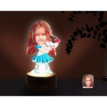 Kişiye Özel Kız Çocuk Karikatürlü Dekoratif 3D Biblo Led Işıklı G (481504998)