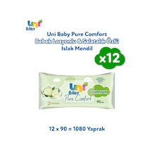 Uni Baby Pure Comfort Bebek Losyonlu & Salatalık Özlü Islak Mendil 12'Li 1080 Yaprak