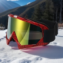Willowhaven Kırmızı Sarı Anti Fog Kayak Gözlüğü Tpu Ayarlanabilir Yetişkin Snowboard