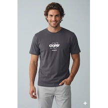 Jack & Jones Jcoclub Front Prınt Tee Ss Crew Neck Logolu Erkek Asfalt Tişört 12289868 Çok Renkli
