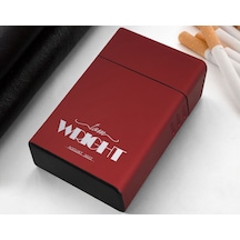 Bk Gift Kişiye Özel İsimli Tarihli Kırmızı Metal Sigara Tabakası 12
