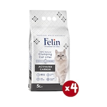 Felin Aktif Karbonlu Topaklaşan İnce Bentonit Kedi Kumu 4 x 5 L