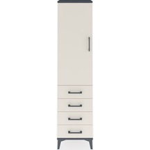 Arges Dolap Tek Raflı 4 Çekmeceli Tek Askılı 44x30x182 Antrasit-aytaşı Antrasit