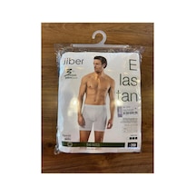 Jiber Erkek Toplanmaz Yukarı Kaymaz Pamuklu Likralı Uzun Boxer 3'lü Paket Beyaz
