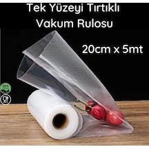 20 CM x 5 M - Tek Yüzeyi Tırtıklı Rulo Vakum Torbası