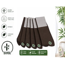 Abani Classic 6 Çift Çorap Dikişsiz Bambu Terletmez Premium Mevsimlik Lüks Erkek Çorap Kahverengi