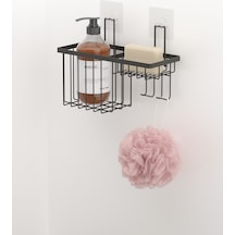 Teknotel Düzenleyici Şampuanlık Banyo Duş Rafı Mat Siyah St309 Krom