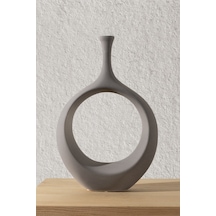 Koza Home Galante Özel Taş Doku Gri İskandinav Seramik Vazo 10x23x35cm 6270 Standart