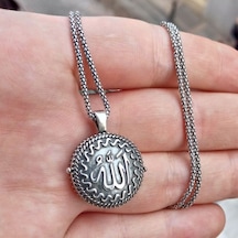 Tesbihsepetim 925 Ayar Gümüş Allah Lafzı Yazılı Muska Kolye ve 55 Cm Popcorn Zi Tesbihsepetim 925 Ayar Gümüş Allah Lafzı Yazılı Muska Kolye ve 55 Cm Popcorn Zi