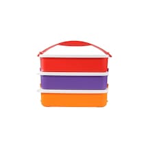 Tupperware Gezgin Saklama Kabı 3'lü 900 Ml Dikdörtgen Renkli Kırmızı Turuncu Mor