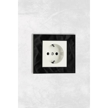 Ovivo Grano Uv Baskılı Siyah Kumaş Desen Beyaz Tekli Dekoratif Topraklı Priz Çerçeve Set
