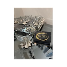 Gümüş Metal Ayaklı 6'lı Lokumluk, Kahve Yanı Şekerlik, Reçellik, Sosluk, Hediyelik Kase Gümüş-gold