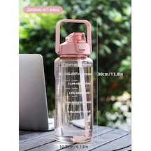 Motivasyonel Su Matarası 2 L Pipetli Pembe