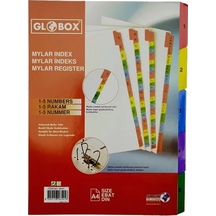 Globox 6541 Mylar Karton Ayraç A4 1-5 Rakam