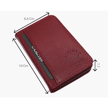 Westpolo Hakiki Deri Bol Kart Bölmeli Unisex Kartlık - Bordo Bordo
