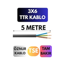 Öznur 3x6 Ttr Kablo Metre Seçenekli Siyah - 5 Metre