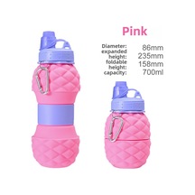 Mufunye Dışarıda Kullanıma Uygun Genişleyebilir Silikon Matara - Yiyecek Dereceli, Çıkarılabilir Pipetli, 500-1000ml Pembe Pembe