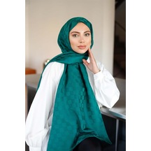 Dama Desen Şal Zümrüt Çok Renkli
