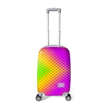 Coral High Renkli Dama Desenli Kabin Boy Valiz 50cm 16556 Neon Mercan - Su Yeşili