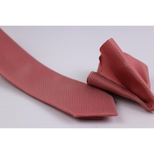 Demfashion Özel Desenli Kravat Mendil Seti - Kırmızı (533047969) Kırmızı
