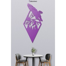 Süzülen Kartal Metal Duvar Tablosu - Metal Duvar Sanatı - Mor - 15 X 30 Cm