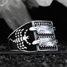 Zirkon Taşlı Akrep Desen Işlemeli Özel Seri Erkek Gümüş Yüzük