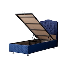 Setaymobilya Baza, Şah Lacivert Tek Kişilik Baza + Başlık, Mdf - Setay