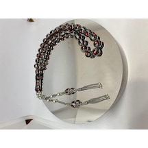 Tesbih Tsbh0109bc 925 Ayar Gümüş Püsküllü Gümüş-mercan İşlemeli Küre Kesim Usta El İşçilikli Erzurum Oltu Tesbih
