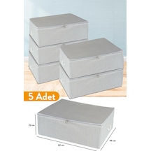 Serstil 5 Adet - Büyük Boy Baza Altı Antrasit Çizgili Hurç 62 X 46 X 22 Cm