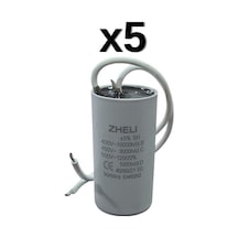 5'li Zheli 8 Μf 30x60 Mm Plastik Kablolu 450-500 Acv Daimi Devre Kondansatörü