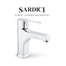 Sardıcı Çınar Krom Lavabo Bataryası Çift Su Girişli 40 Cm Hortum Ve Montaj Takımı Dahil