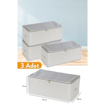 Serstil 3 Adet - Küçük Boy Baskı Detaylı Antrasit Çizgili Hurç 52 X 28 X 21 Cm Gri
