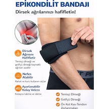Standart Epikondilit Bandajı Silikon Destekli Tenisçi Golfçü Dirseği Bandı Unisize Standart