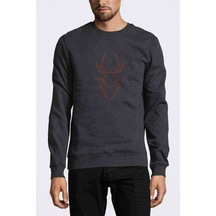 Silhouette Spider Baskılı Füme Antrasit Erkek Örme Sweatshirt