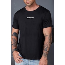 Unisex Represent Baskılı T-shirt Siyah