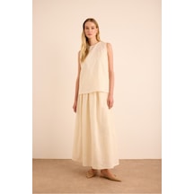 Aker Brode Kumaştan Cotton Kolsuz Bluz Renkli Renkli