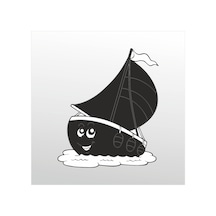 Folyo Sticker Gülen Tekne 20cm Uzunluk Siyah