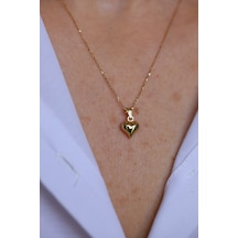 14 Ayar Altın Mini Tombul Kalp Kolye Ucu