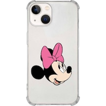 Apple Uyumlu iPhone 13 Mini  Köşe Korumalı Antişok Kapak Minnie Mouse Tasarımlı Şeffaf Kılıf