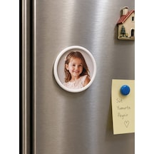 6 Adet Yuvarlak Buzdolabı Magnet Çerçeve Mıknatıslı 7,7 Cm Çap Kişiye Özel Fotoğraf