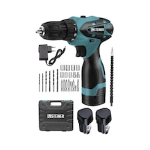 Steiner 36 V Sjs Çift Metal Şanzıman Çift Akülü Şarjlı Vidalama Matkap + 24 Parça Set Mavi