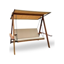 Riva 2100 3 Kişilik Ahşap Bahçe Salıncağı, Balkon ve Teras Salıncağı, Tenteli Camel