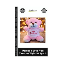 Pembe I Love You Tasarım Tişörtlü Ayıcık Kutlama Hediyesi Hediyelik Eşya Sürpriz