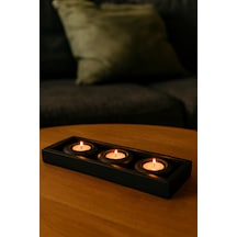 Modern Taş Tozu 3 Lü Mumluk & Tabla Seti Diğer