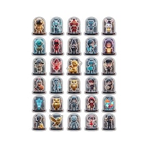 30 Adet 3d Chibi Cam Fanus Koleksiyonu Sticker Seti - Laptop Kılıf Defter Çok Renkli