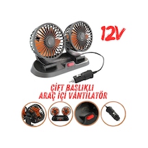 Araç İçi Vantilatör 360 Dönebilen Torpido Üstü Çift Başlıklı Vantilatör 12v Uyumlu Çakmaklık Girişli Soğutucu Fan