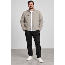 Bihan Store Erkek Battal Boy Mevsimlik- Dik Yaka Fermuarlı Cepli Hafif Mont Y26-fkb 70-taş