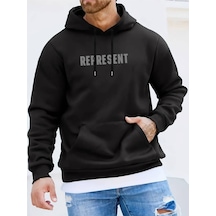 Hırsch Siyah Kapüşonlu Represent Baskılı Oversize Sweatshirt SIYAH